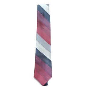 Oleg Cassini Striped Red and Gray Men's Tie